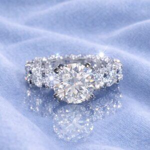 5ct Round Moissanite Engagement Ring | Passes Diamond Tester | 925 Silver